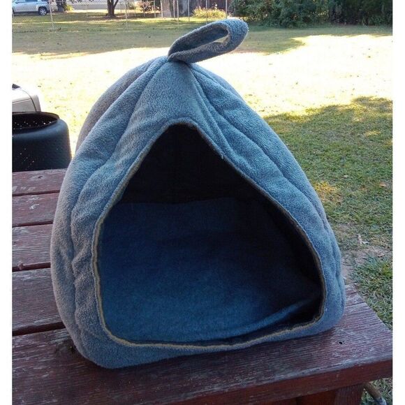 Fur Haven Gray fleece pet dome tent bed small dog or cat - Picture 1 of 7